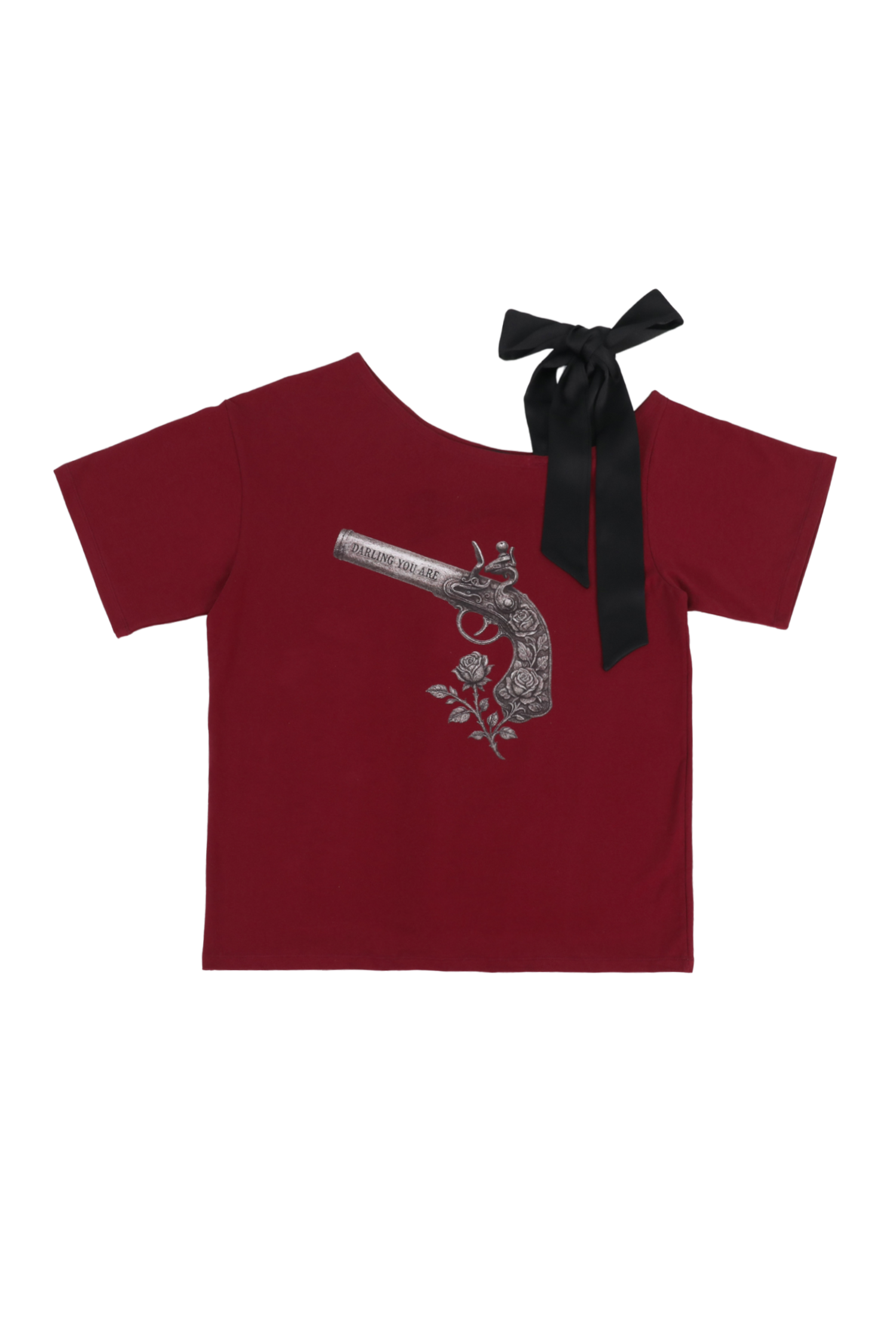 【Darling you're bad】★RIBBON ROSE PISTOL TEE☆T-shirt DARLING YOU ARE BAD] RIBBON ROSE PISTOL TEE #WHITE – SellerWork
