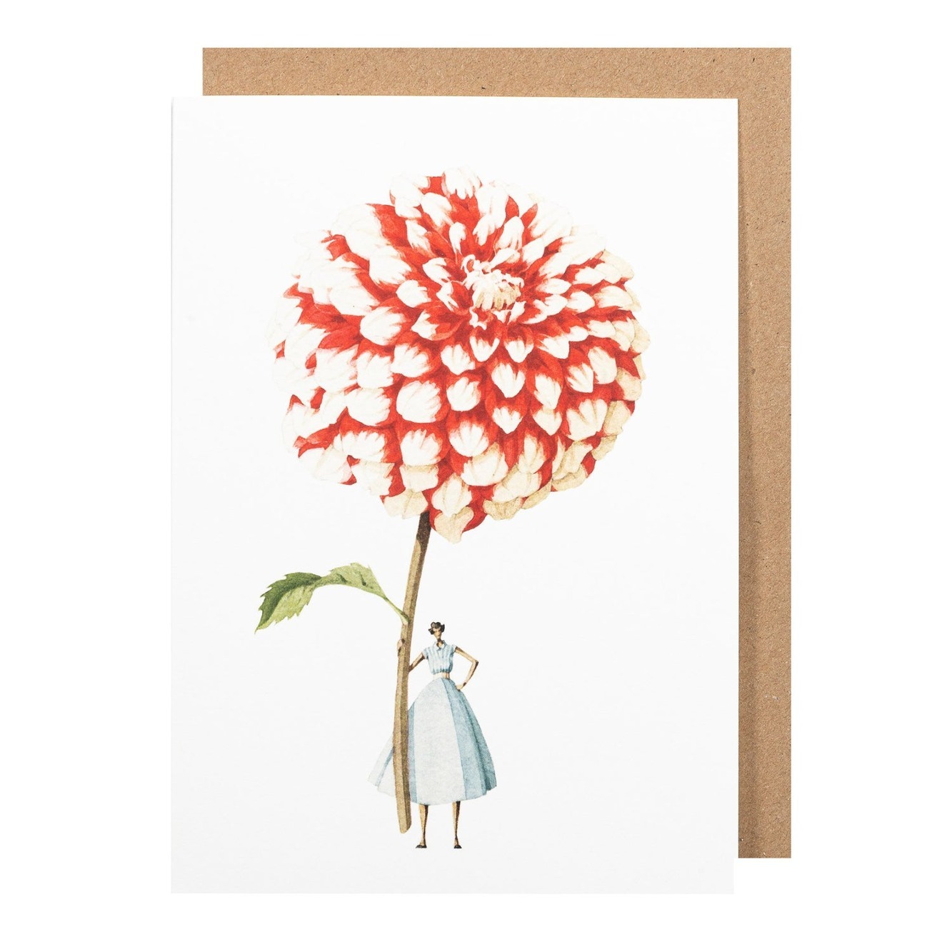 로라 스토다트 엽서 Greeting Card - Dahlia Red and White