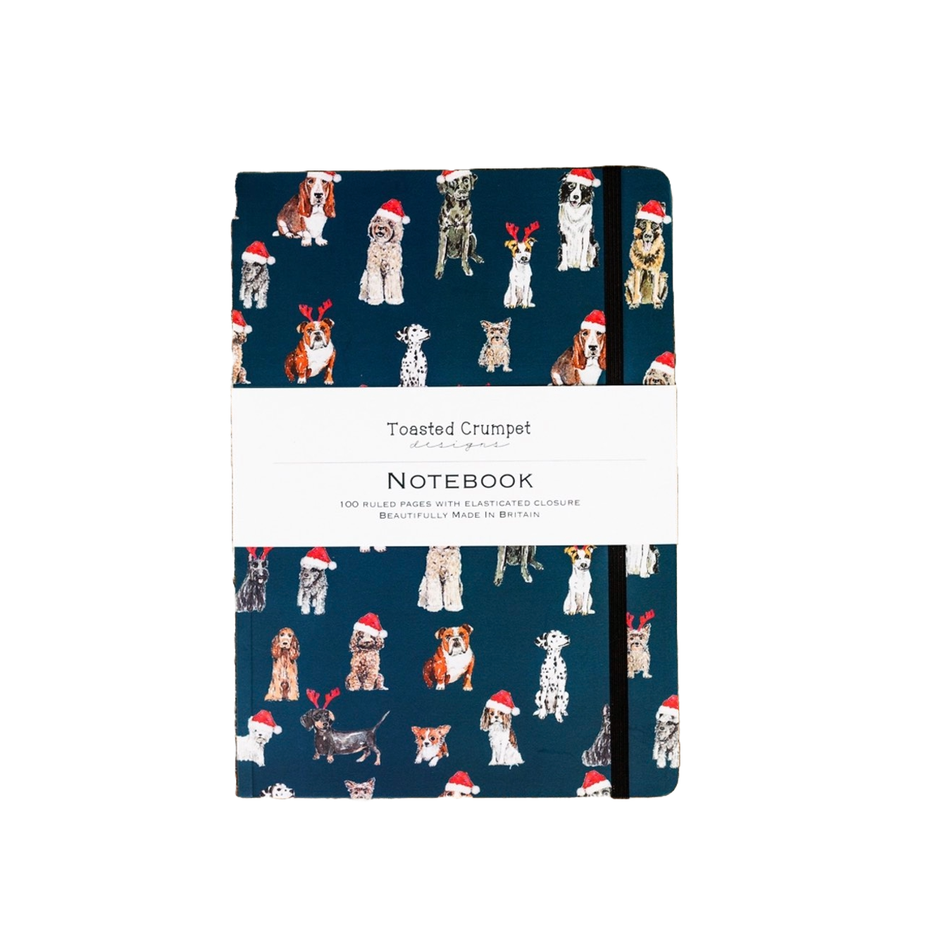 A5 Lined Notebook - Christmas Dogs Noir