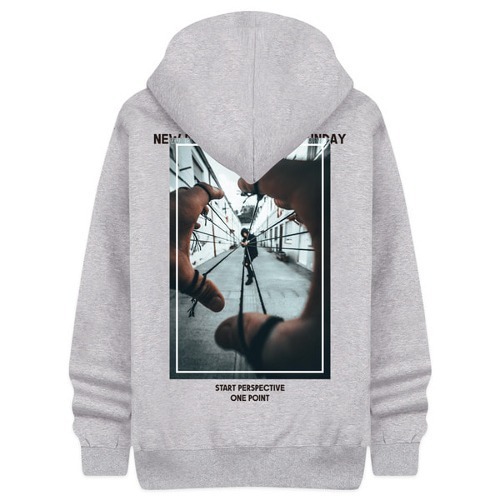 see-through man picture hooded zip-up big size unisex