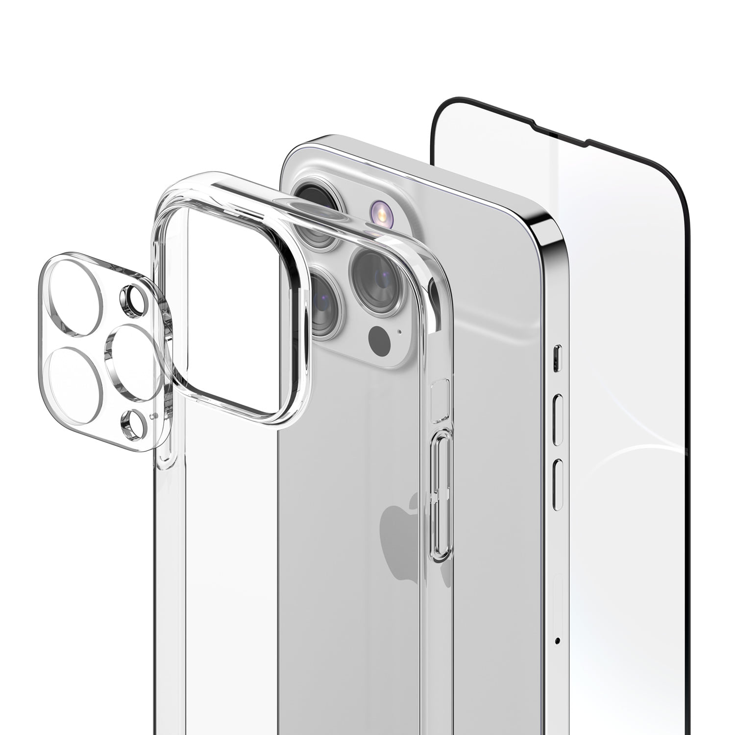 아이폰14 시리즈 슬림핏 투명 하드 케이스+액정 강화유리+카메라 필름 풀세트