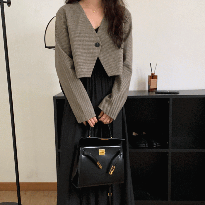 (2024신상♡봄신상)여성 chic 크롭 자켓&amp;나시 원피스set