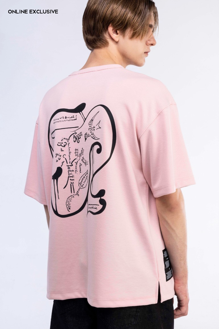 칼리그램 아트워크 티셔츠 핑크