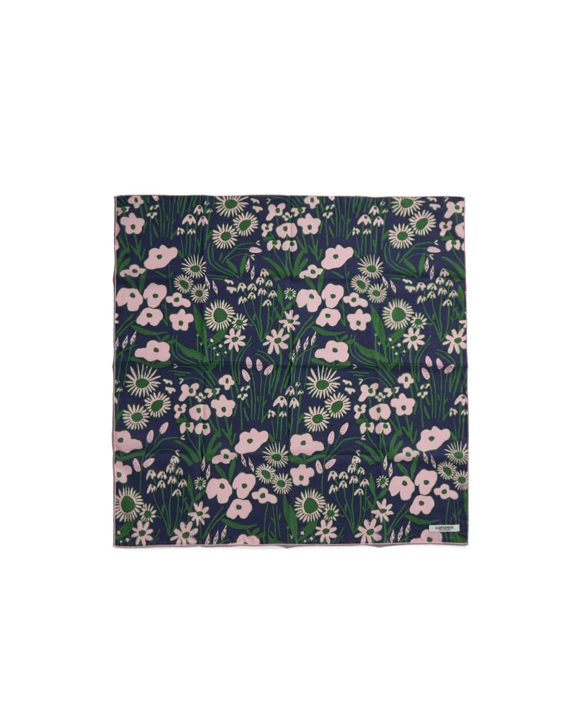 SQUARE COTTON SCARF / NAVY FLOWER