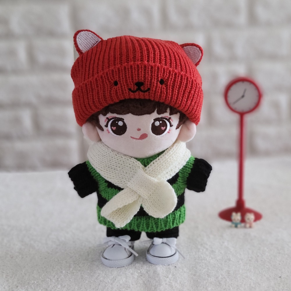 곰 모자 스웨터 세트 4피스 20cm 아이돌 인형 옷