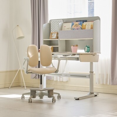 [듀오팩1BOX]듀오백 밀키에코 아동용 맞춤의자 초등학생 어린이 의자(발받침+스탑캐스터)