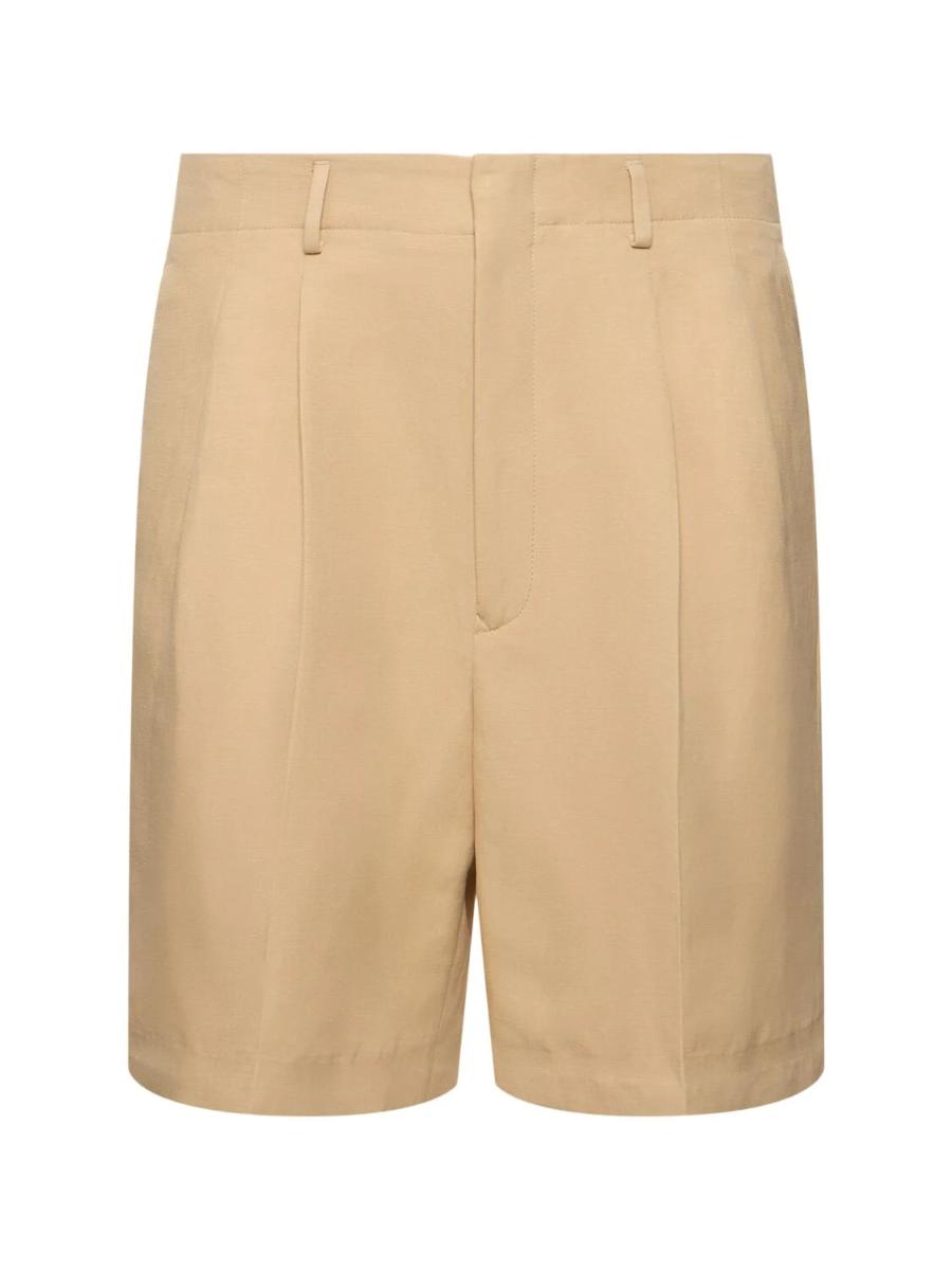 로로피아나 Joetsu pleated linen &amp; silk shorts 79I-M8B035