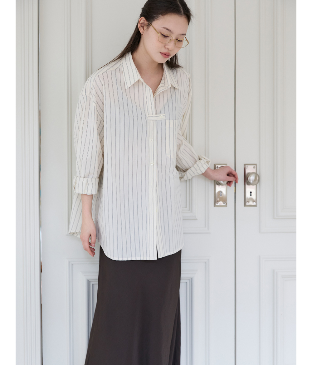 Recstudio Button Stripe Shirts Cream Recstudio