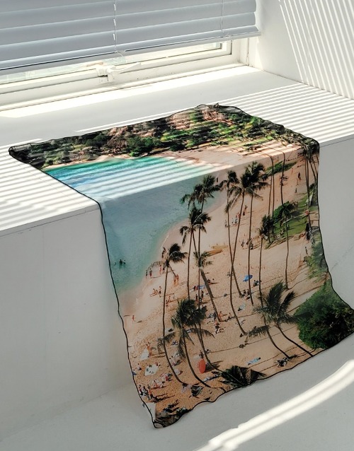 Sun Beach Chiffon Fabric Poster 3size