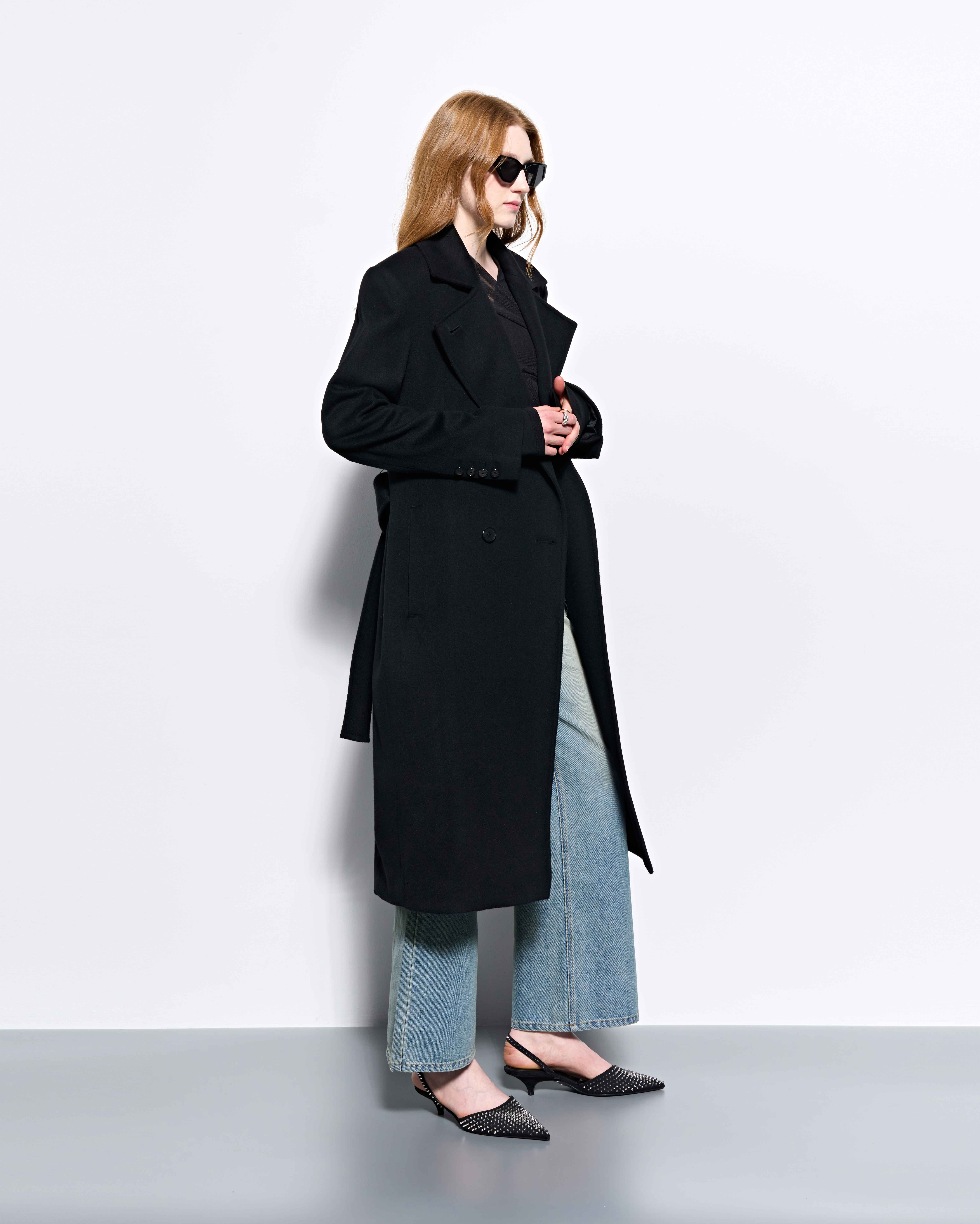 [11/3(Fri) Delivery] Wide Collar Oversized Double Wool Coat_Black