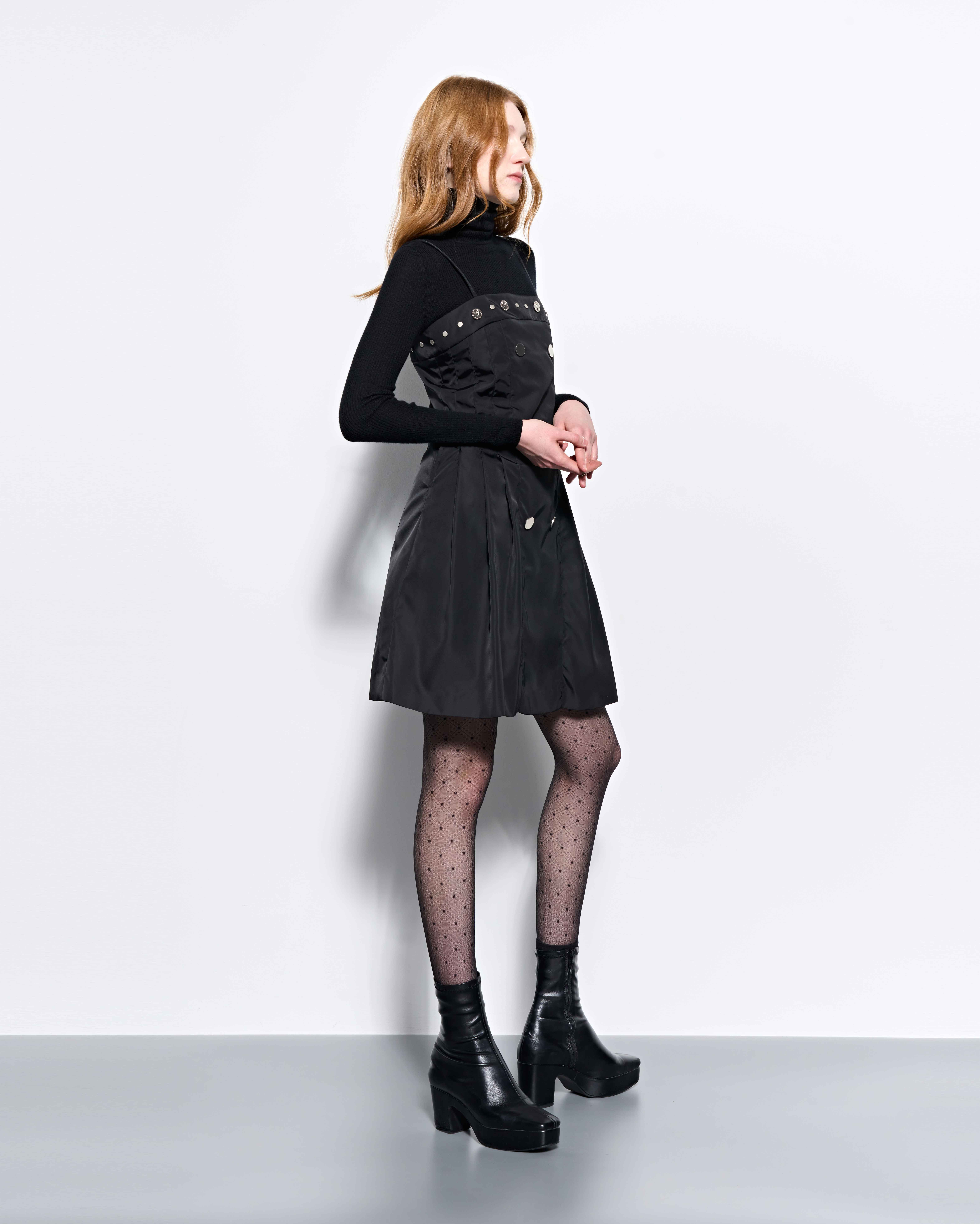 Double-Breasted Pleated Dress_Black