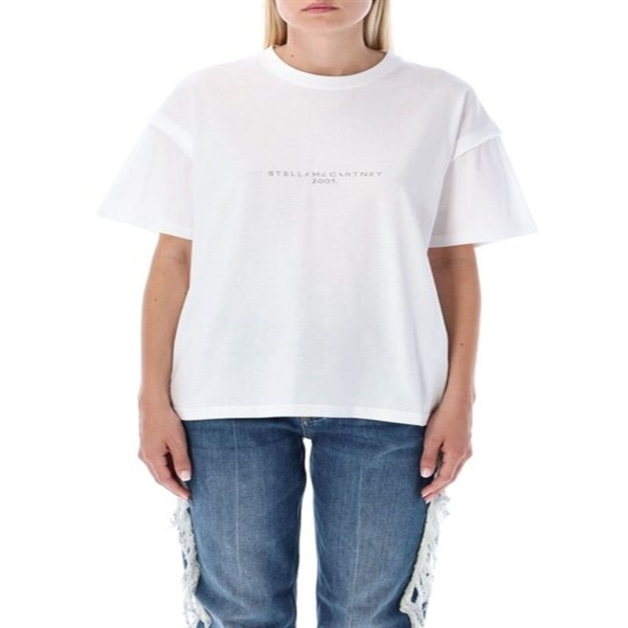 Stella McCartney 여성 크루넥 드롭 숄더 티셔츠
