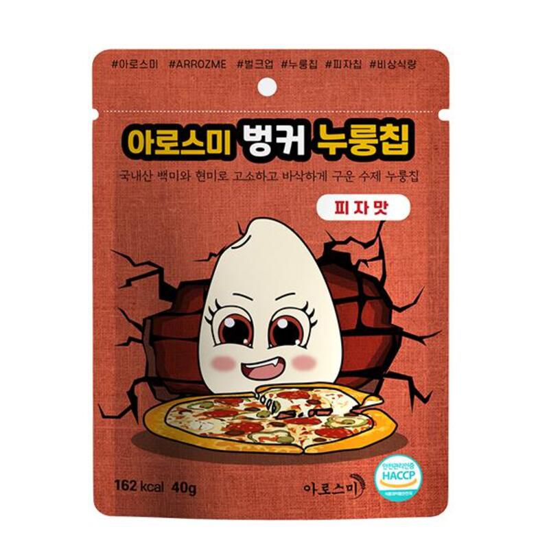 지브로와 아로스미 HACCP 한끼 식사 대용 시리얼 벙커 누룽칩 피자맛 40g 1팩
