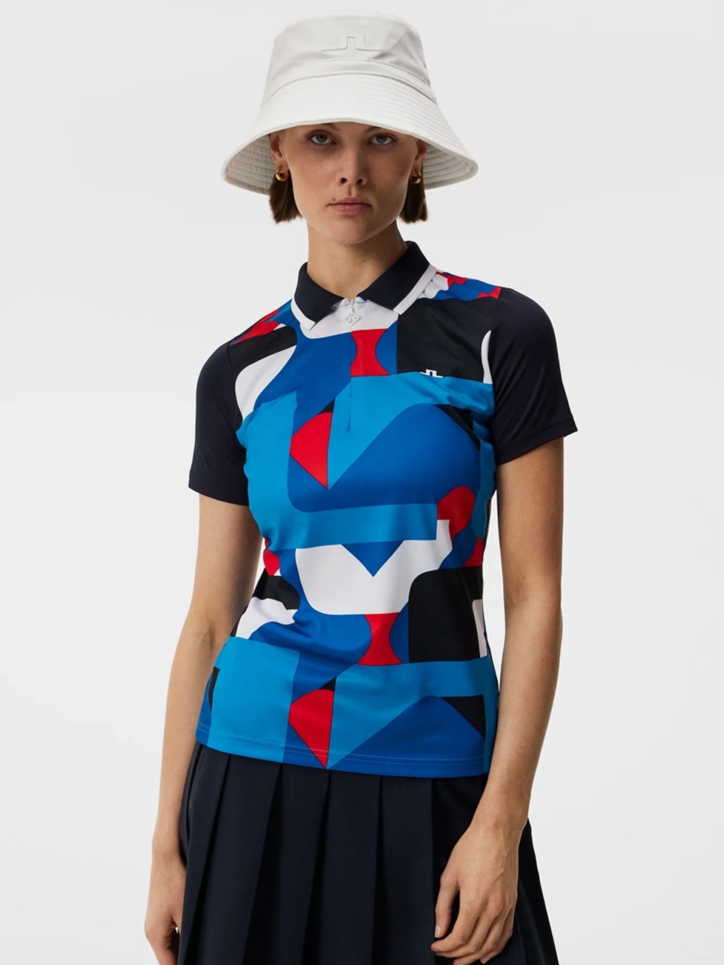 Jaylindberg Women&#039;s Golf Short-Sleeved Antonia Print Polo (Brilliant Blue Big Bridge)