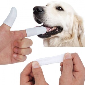 TPOPET 강아지 손가락 칫솔 양치 일회용 거즈 면