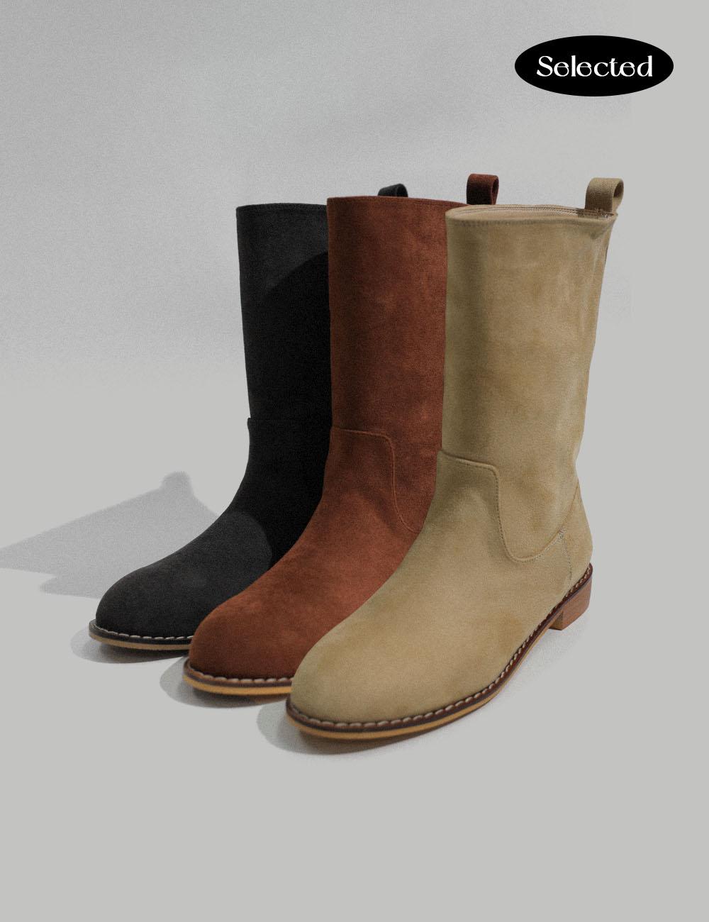 SUEDE MIDDLE BOOTS_3colors