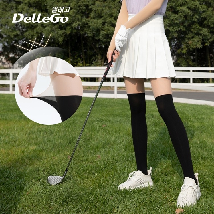 델레고(Dellego) 여성용 UV차단 기능성 니하이 투톤 스타킹