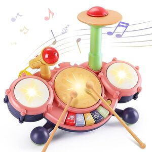 Kids Drum Toy with Music Beats Flash Light and Adjustable Microphone Electron P9853735