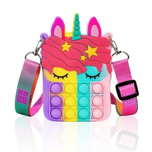 Civan Small Pop Purse Unicorn Pop Purse for Girl and Women Pop Bag with Unico P7327687
