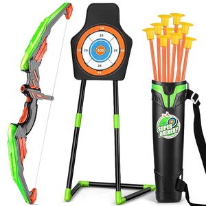 TEMI Bow and Arrow Set for Kids with LED Lights-Archery Set with 10 Suction C P7695368