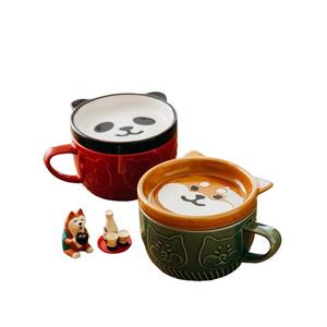 야옹머그컵 감성 고양이 머그컵 일본감성 뚜껑있는 홈 카페 도자기 머그 컵