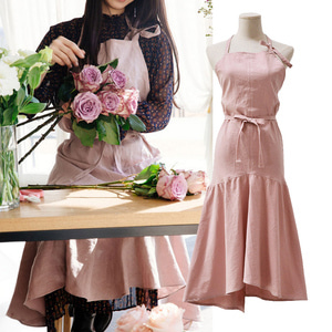 북유럽 에이프런 린넨 앞치마 공방 박물관 정원 카페 꽃집 주방 여성 핑크 apron