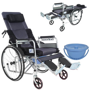 올인원 휠 체어 누울수있는 접이식 침대형 휠체어 배변기 변기 대소변 가능