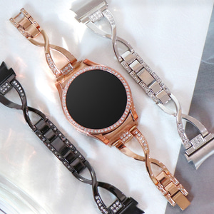 갤럭시워치5 프로 4 클래식 메탈 스트랩 큐빅 여성 커브형 날개형 시계줄 밴드