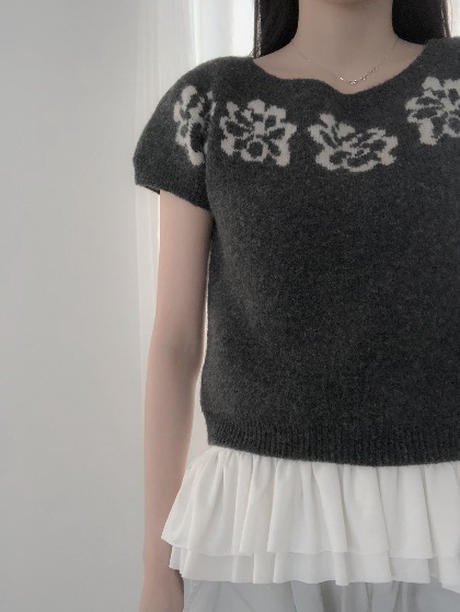 [당일출고] pozy flower half knit
