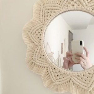 Macrame Woven round mirror Hanger 編織圓鏡