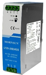 MORNSUN LI120-20BxxR2S/120W AC/DC Metal Enclosed Single Output SMPS + DIN Rail