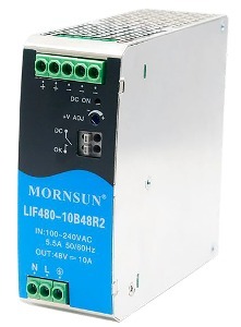 MORNSUN LIF480-10BxxR2/480W AC/DC Metal Enclosed Single Output SMPS + DIN Rail + PFC