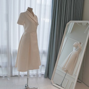 [대여] 미카도실크 숄카라 랩 원피스 드레스