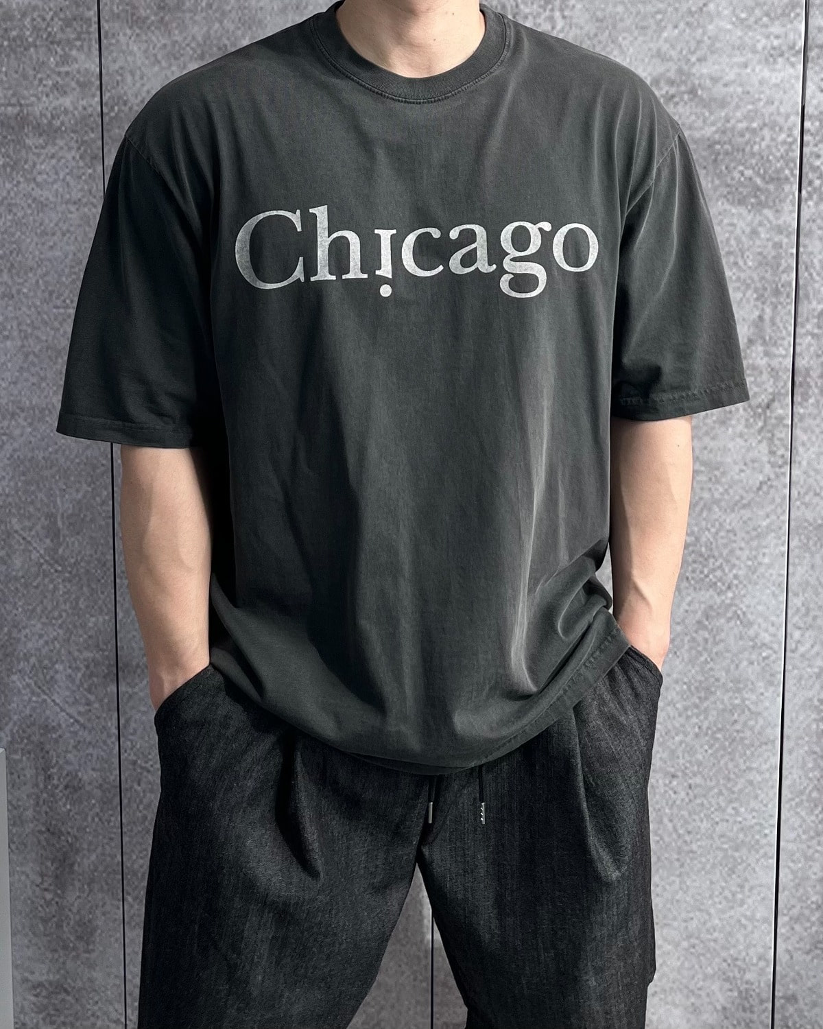 시카고 피그먼트 반팔 티셔츠- 오버핏
