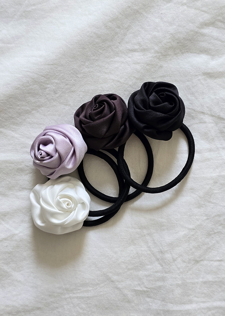 Satin Rose Hair Tie_4 colors