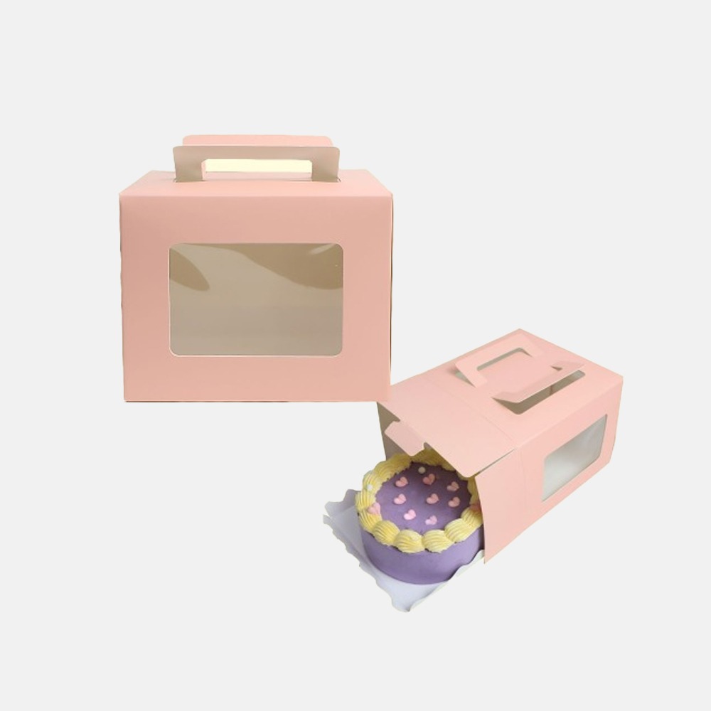 미니 케이크 창박스 (+받침/11cm) 핑크