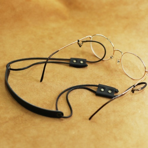 수제 가죽 길이조절 안경줄 시크블랙 교체형 추가고리증정