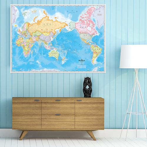 나우맵 세계지도 행정 코팅 (107x77cm) 1장 - 어린이 전세계 여행 전도 월드맵 포스터