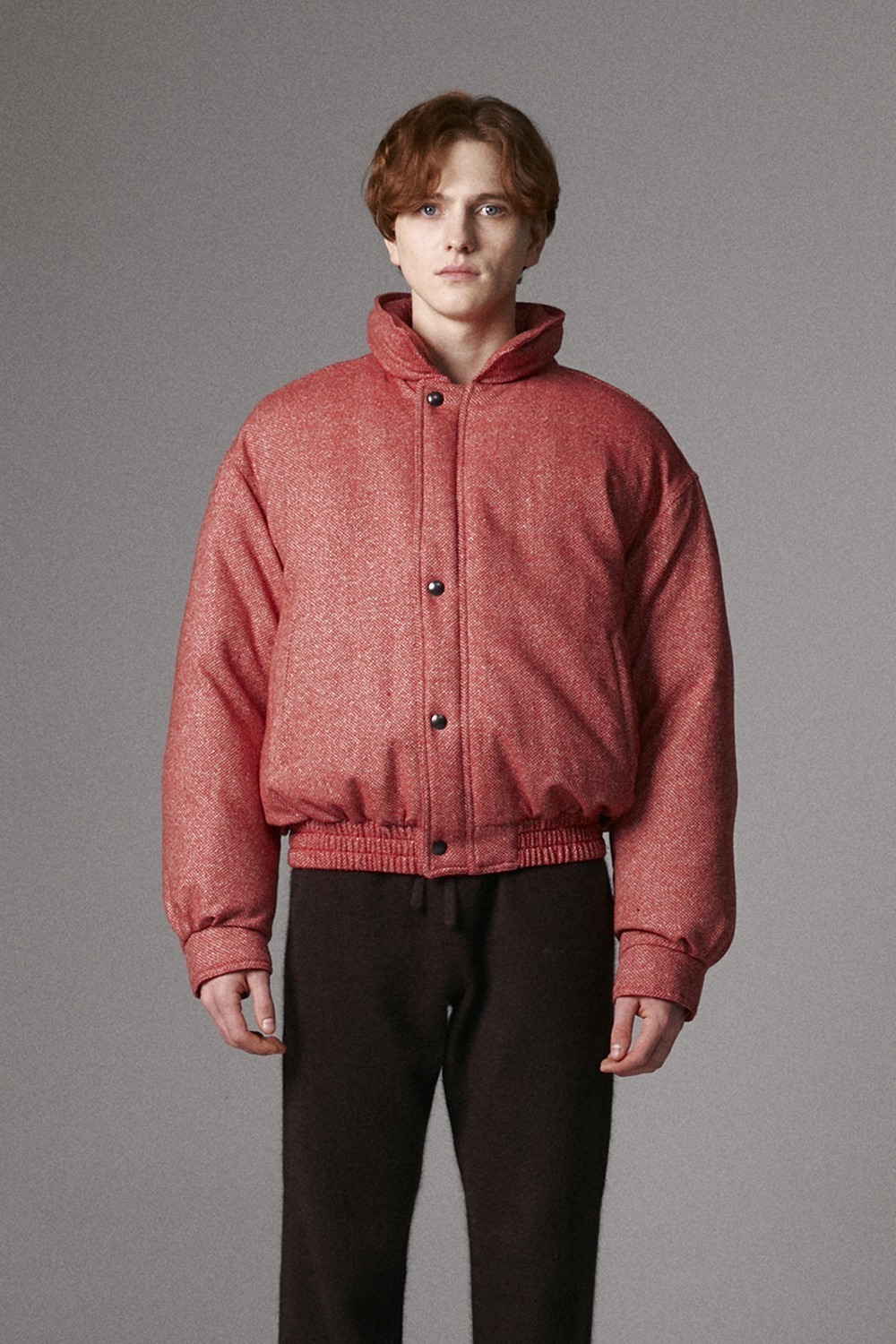 WOOL DOWN BOMBER JACKET - RED