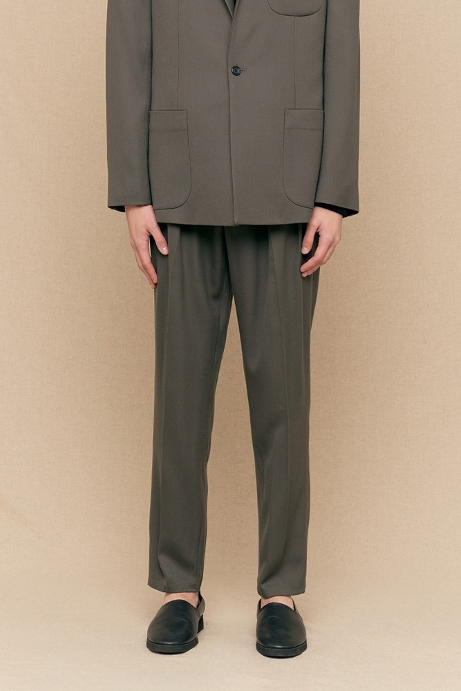 WOOL SUIT TROUSERS - GREY