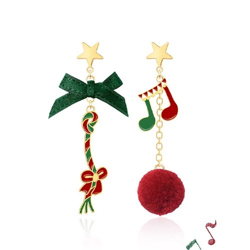 크리스마스 음표 밧줄 꼬임 방울 언발 귀걸이 925은침 일반귀걸이&amp;클립형