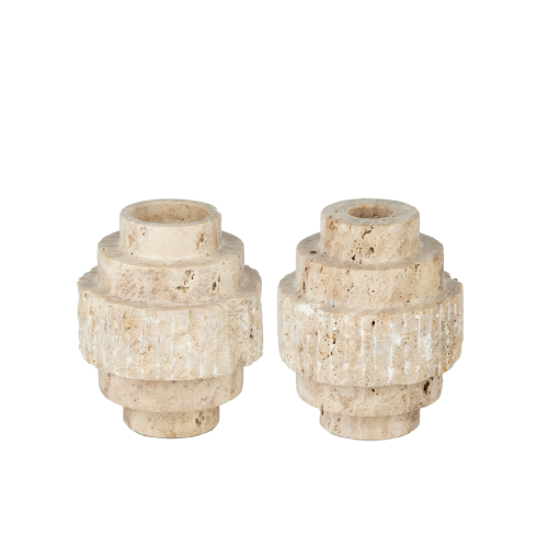TRAVERTINE ROUGH CANDLE HOLDER S