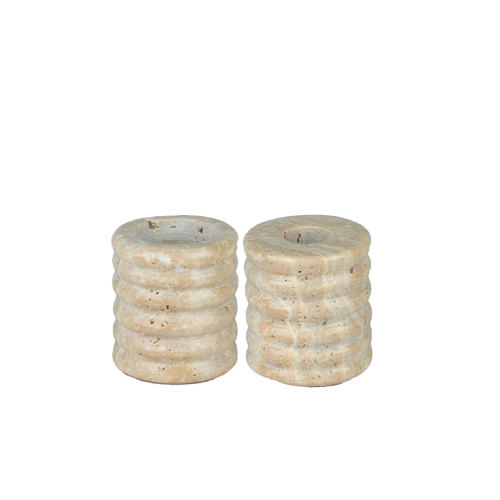 TRAVERTINE RING CANDLE HOLDER S