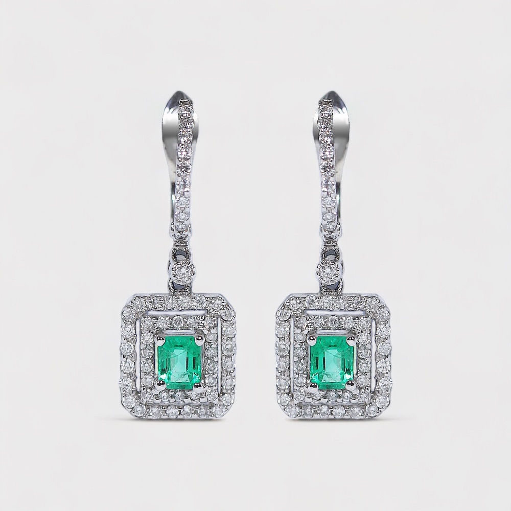 [Collection]  그린 에메랄드 다이아몬드 클래시컬 댕글 귀걸이
