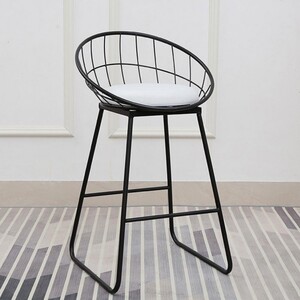 블랙 스틸 바텐의자 와인바 의자 2개 (화이트) 65cm