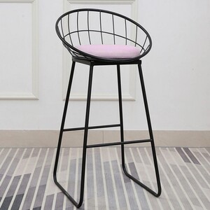 블랙 스틸 바텐의자 와인바 의자 2개 (핑크) 75cm