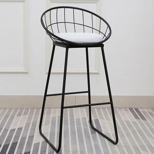 블랙 스틸 바텐의자 와인바 의자 2개 (화이트) 75cm