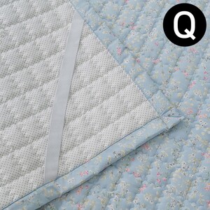 해피니 침대패드 빈티지플라워 마이크로모달 밴딩패드 퀸 Q (블루)