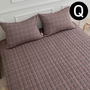 해피니 침대패드 베이직체크 마이크로모달 침대 밴딩 패드 퀸 Q (브라운)