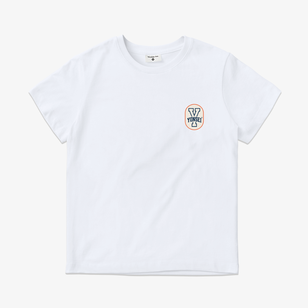 Y Button_오렌지 레귤러핏 연세대 크루넥 티셔츠(여)